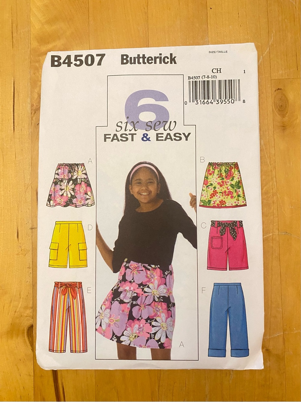 New Butterick 4507 Girls' Sewing Pattern size 7-8-10 Skirt & Shorts Fast & Easy